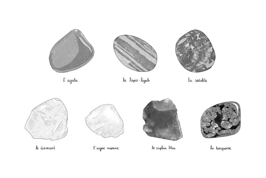 Les pierres bleues - L'agate, le lapiz-lazuli, la sodalite, le diamant, l'aigue-marine, le saphir bleu, la turquoise