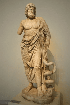 Statue of the god Asclepius, Archaeological Museum of Athens. 